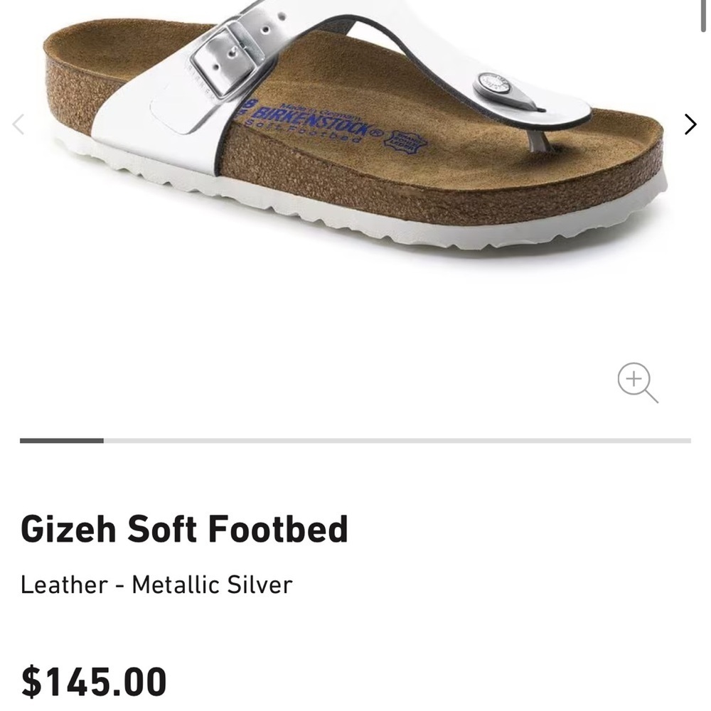 Birkenstock Silver Gizeh Sandals NWT